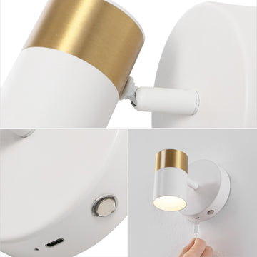 Paola 6" 1-Light Modern Adjustable Head Integrated Dimmable LED Rechargeable Wall Spotlight with Touch Sensor